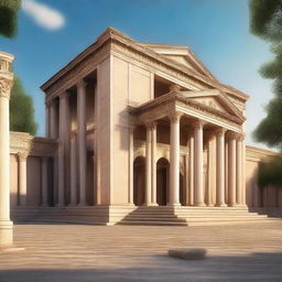 The image is a high-quality digital rendering of an ancient Perspolis mansion