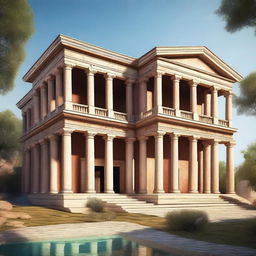 The image is a high-quality digital rendering of an ancient Perspolis mansion