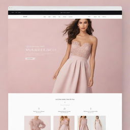 A 3D website created for an e-commerce company that specializes in women's fashion. The site displays various sections for dresses, tops, pants, and accessories, all styled in a chic and elegant design.