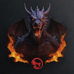 Modify the dragon in the esports team banner, making it look more threatening and deadly with sharper claws, more dramatic flames, and darker, more ominous colours.