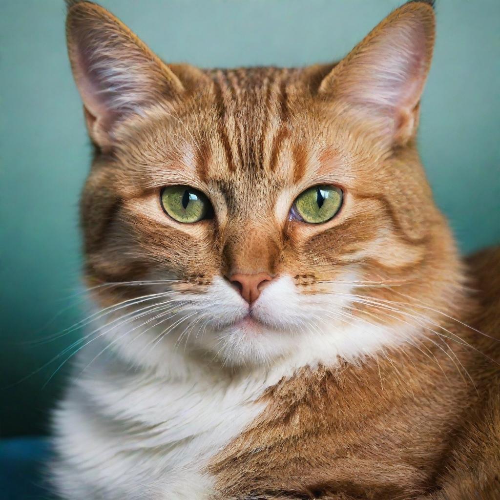 A extraordinarily detailed and vibrant image of a cat at rest