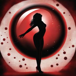 A captivating digital art piece portrays a nude woman, radiating warmth, as she dances gracefully around a red glass sphere