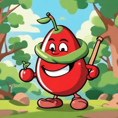 In the cartoon, the gean cherry was portrayed as a lively character always ready for an adventure.
