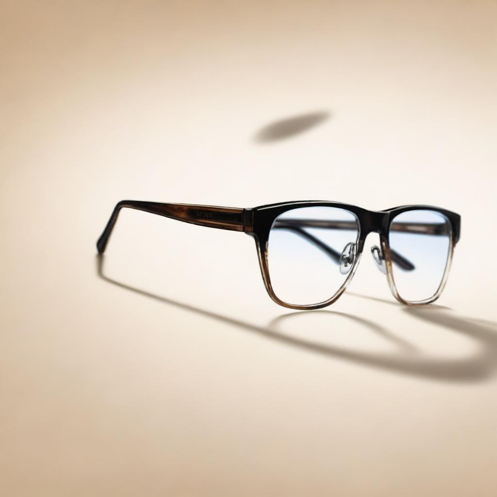 A high-quality digital art image depicting an advertisement for glasses