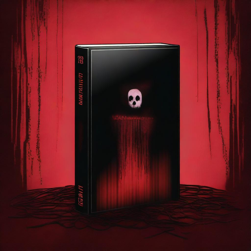 A top-tier digital art representation of a book cover, designed to resemble a horror movie VHS tape