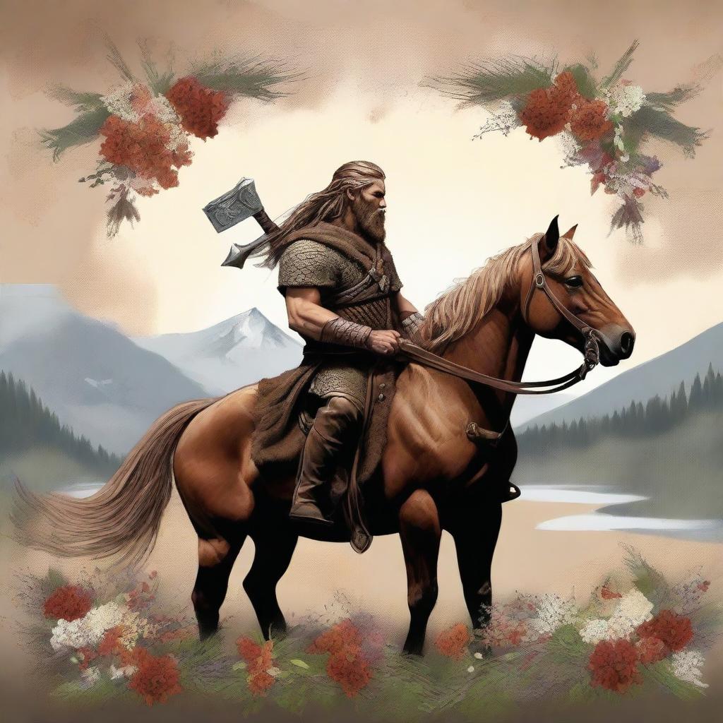 A high-quality digital art piece depicting a romantic Viking tale