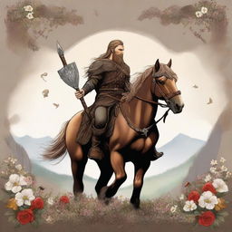 A high-quality digital art piece depicting a romantic Viking tale