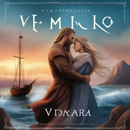 A high-quality digital art piece designed as a book cover for 'Vimakr: A Viking Love Story'