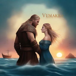 A high-quality digital art piece designed as a book cover for 'Vimakr: A Viking Love Story'