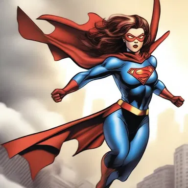 As the superhero flew through the sky, she gracefully dodged the villain's attacks.