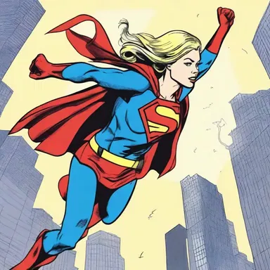 As the superhero flew through the sky, she gracefully dodged the villain's attacks.