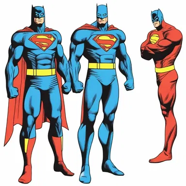 The superhero's costume was dully colored, lacking the vibrant shine typically seen in comic book characters.