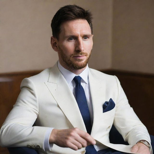 Lionel Messi emanating a smooth, calm vibe in a series of suave, classy photographs.