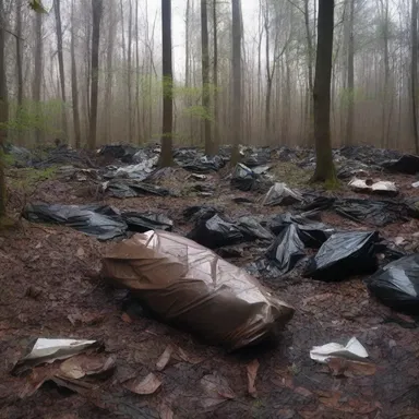 As they ventured deeper into the dark forest, they stumbled upon a terrifying sight - a massive garbage heap with decomposing bodies scattered among the waste.