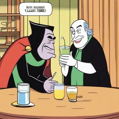 In the cartoon, the villain tries to nobble the hero by slipping a sedative into his drink.