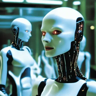 In the futuristic science fiction movie, the androids are programmed to nobble humans by injecting them with a mind-altering drug.