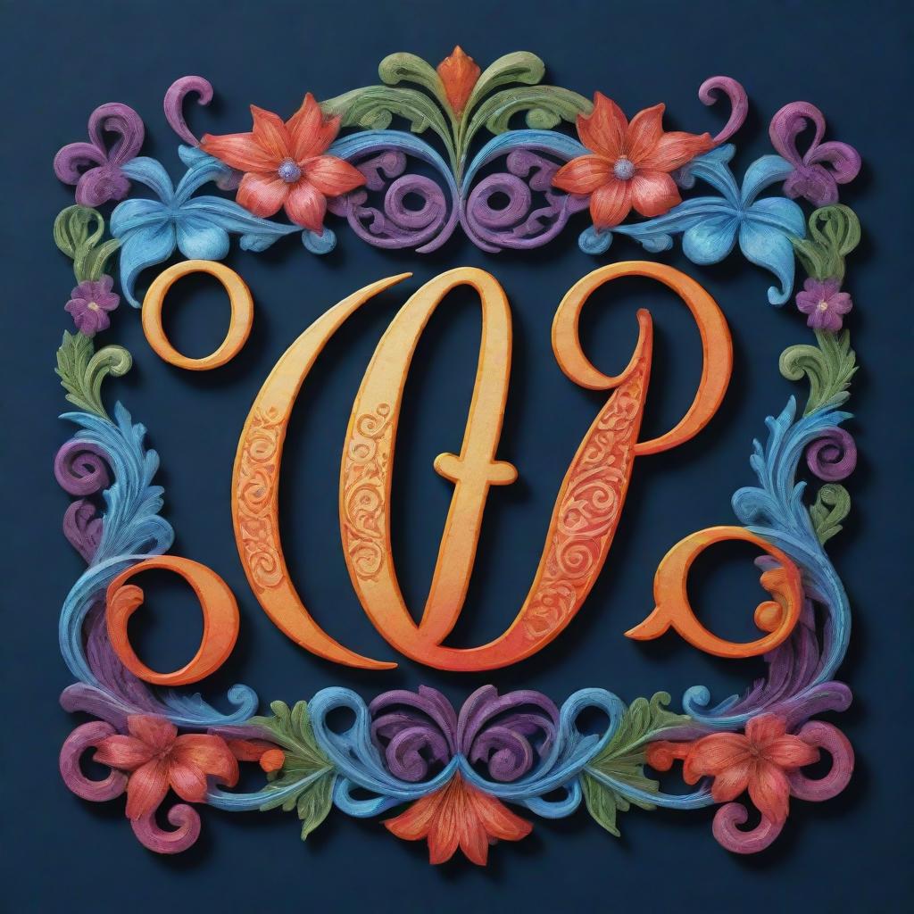 Imaginative rendering of a name 'Velibeth' in ornate calligraphy style, using vibrant colours