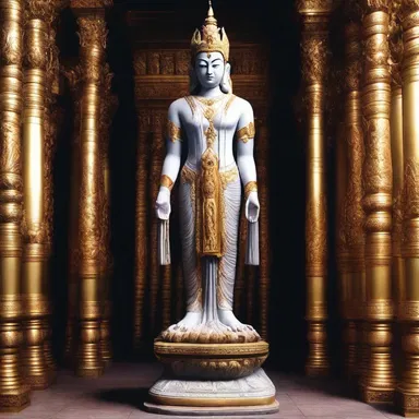 The unfeeling statue of the deity stood solemnly in the temple.