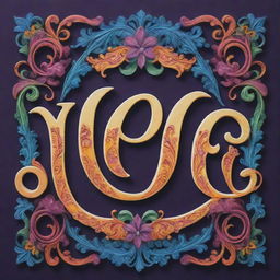 Imaginative rendering of a name 'Velibeth' in ornate calligraphy style, using vibrant colours