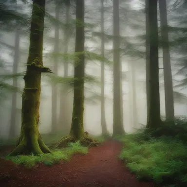 The enchanted forest in the fantasy novel was filled with towering evergreen trees that whispered secrets to those who entered.