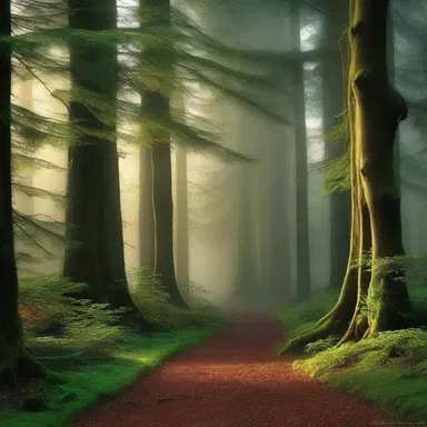 The enchanted forest in the fantasy novel was filled with towering evergreen trees that whispered secrets to those who entered.