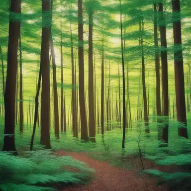 The description of the lush evergreen forests in the book painted a vivid picture in the reader's mind.