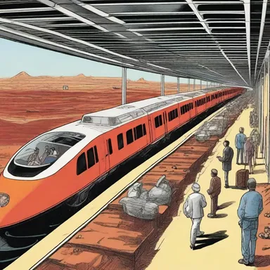 In the science fiction novel, the boat train transported passengers from Earth to the spaceport on Mars.