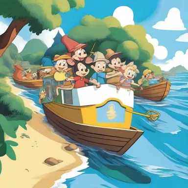 In the cartoon series, the characters hopped on the boat train to reach the magical island where all their adventures began.