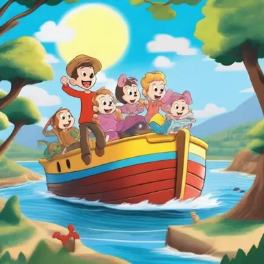 In the cartoon series, the characters hopped on the boat train to reach the magical island where all their adventures began.