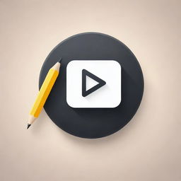 A merged icon combining a sleek play button and a pencil or script symbol representing creativity and action.