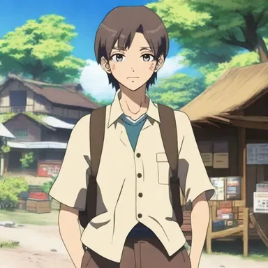 The protagonist in the anime is a chandler who travels from village to village, selling supplies and provisions to the residents.