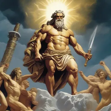 According to the scenario of Greek mythology, Zeus, the king of gods, overthrows his father Cronus to become the ruler of Mount Olympus.