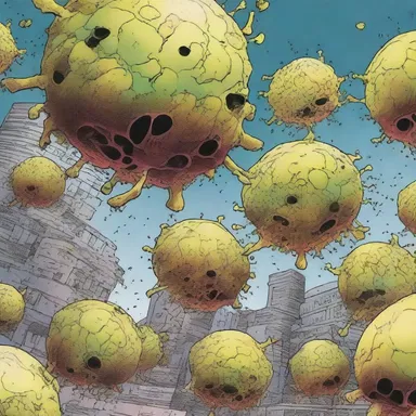 In the comic, the villain unleashes a swarm of cellular slime molds to attack the city.