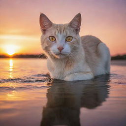 A pair of clear and shining eyes, reflecting the vibrant colors of a stunning sunset