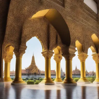 The author vividly described the grand palace with its magnificent round arch in his literary masterpiece.