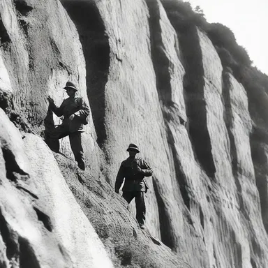 During World War II, soldiers had to shinny up the sides of cliffs to reach their objectives.