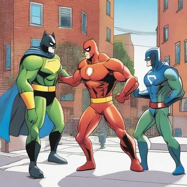 In the latest issue of the superhero comic, the protagonist and his friends engage in a friendly shinny match on the streets of their neighborhood.