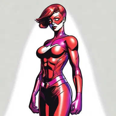 The superhero's costume was designed with a vibrant red-violet color to make it stand out in the comics.