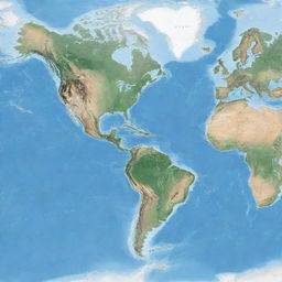 Create a high-definition, detailed geographic grid of the world with precise continent outlines and geographical features