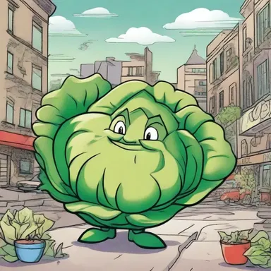 In the comic book series, the superhero Green Cabbage saves the city from evil villains.