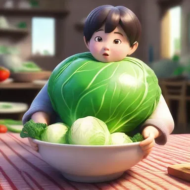 In the movie, the protagonist prepares a delicious meal using head cabbage as the main ingredient.