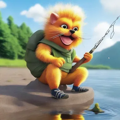 The fisherman tried to catch a fish with a fizgig, but it just ended up poking himself in the foot instead.