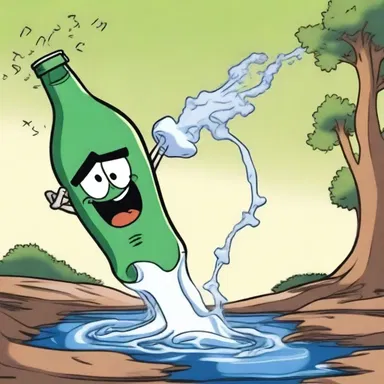 In the cartoon, the character's spirt was depicted as a powerful stream shooting out of a bottle.