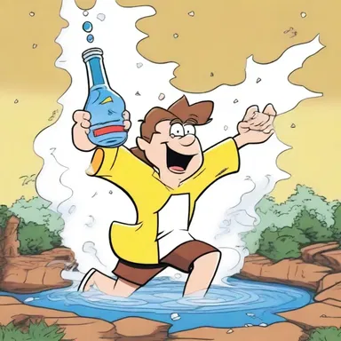 In the cartoon, the character's spirt was depicted as a powerful stream shooting out of a bottle.