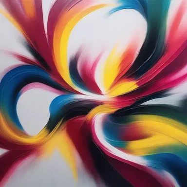The artist skillfully used the technique of spirting paint onto the canvas, creating a dynamic and expressive piece of artwork.