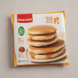 A packaging cover for a Dorayaki pancake with appealing design. Include 'Dorayaki Pancake' as the product name and a section showcasing the nutritional value.