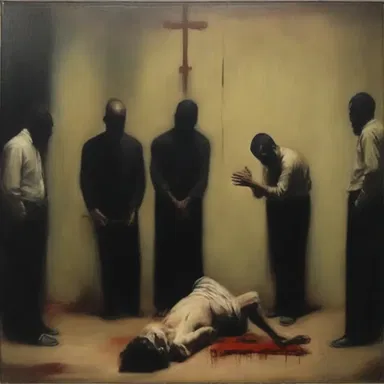 The artist's painting depicted the haunting scene of an execution, capturing the raw emotions of fear and despair.