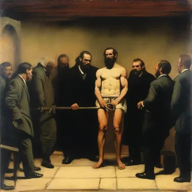 The painting depicted the execution of the famous criminal.