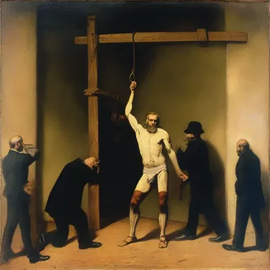 The painting depicted the execution of the famous criminal.