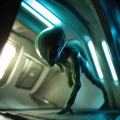 The alien creature scarpered from its captors and disappeared into the depths of the spaceship.